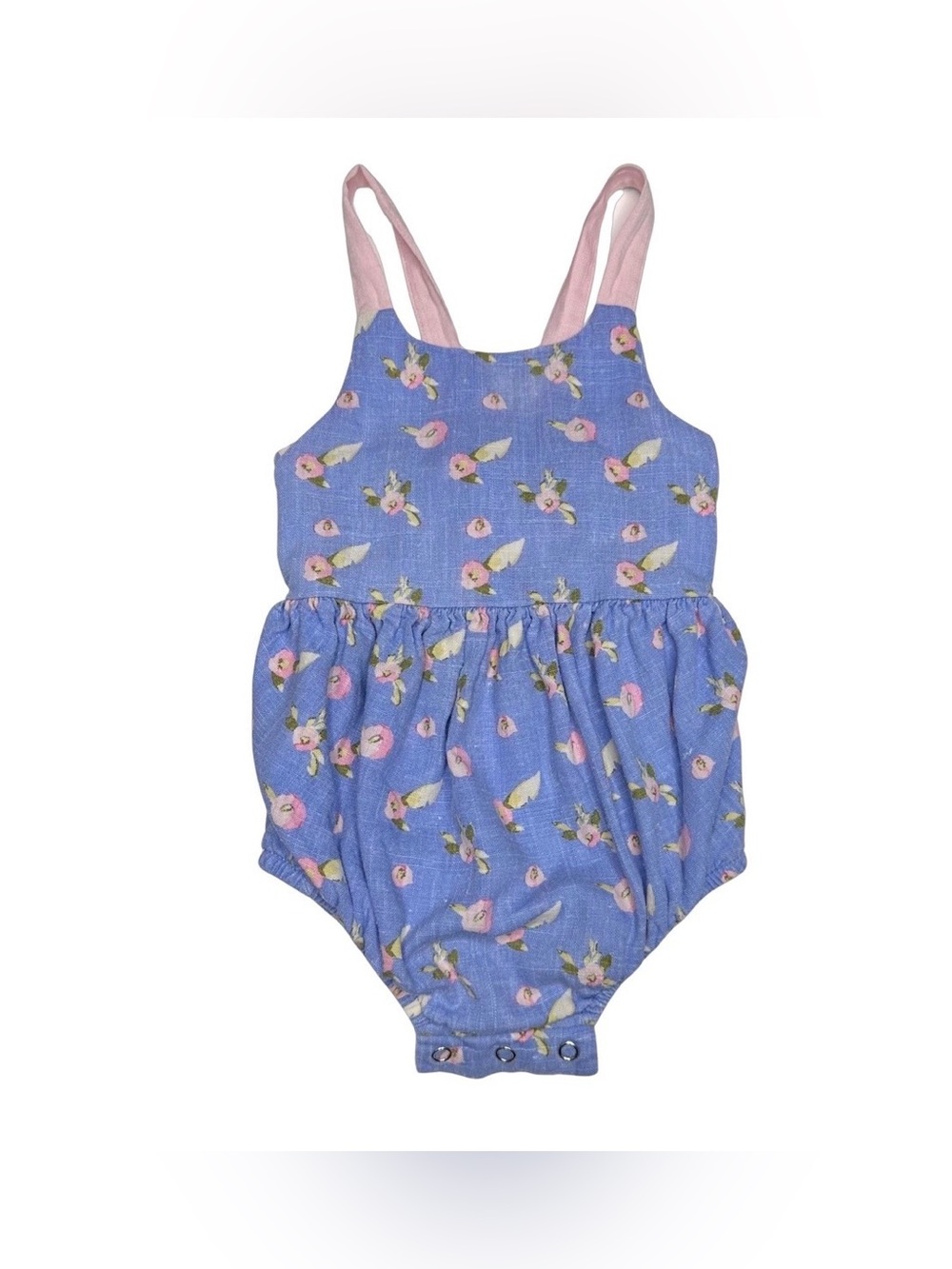 SweetHoney Blue Happy Child Floral Romper